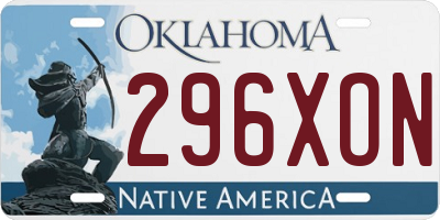OK license plate 296XON