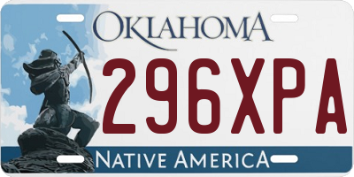 OK license plate 296XPA