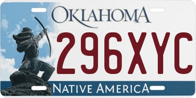 OK license plate 296XYC