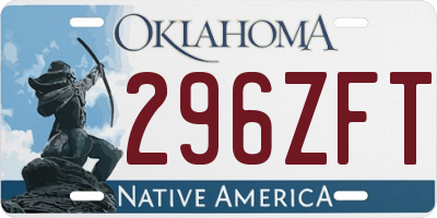 OK license plate 296ZFT