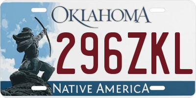 OK license plate 296ZKL