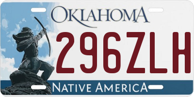 OK license plate 296ZLH