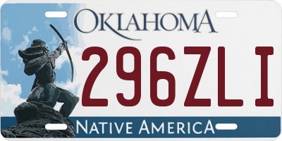 OK license plate 296ZLI