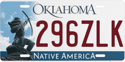 OK license plate 296ZLK