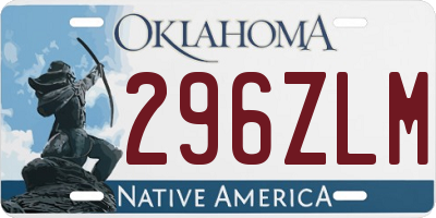 OK license plate 296ZLM