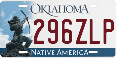 OK license plate 296ZLP