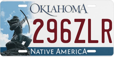 OK license plate 296ZLR