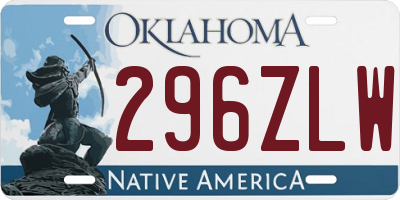 OK license plate 296ZLW