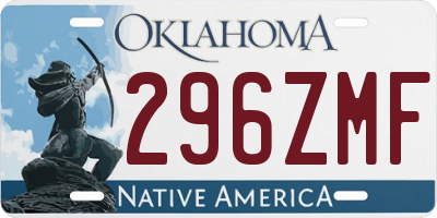 OK license plate 296ZMF