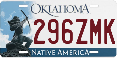 OK license plate 296ZMK