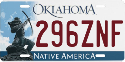 OK license plate 296ZNF