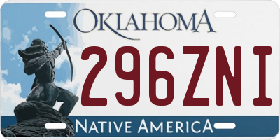 OK license plate 296ZNI