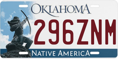 OK license plate 296ZNM