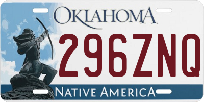 OK license plate 296ZNQ