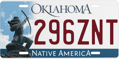 OK license plate 296ZNT