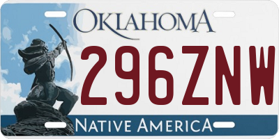 OK license plate 296ZNW