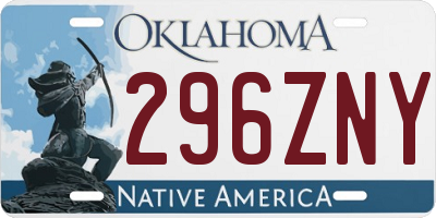 OK license plate 296ZNY