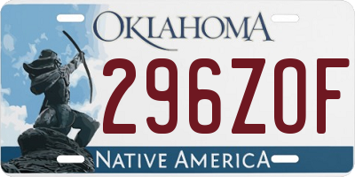 OK license plate 296ZOF