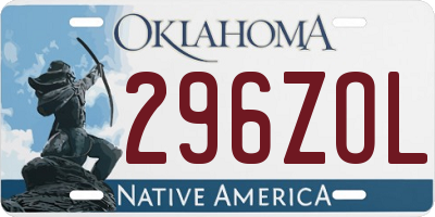 OK license plate 296ZOL