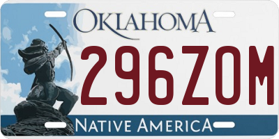 OK license plate 296ZOM