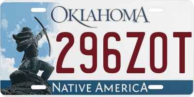 OK license plate 296ZOT