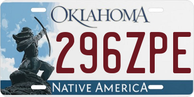 OK license plate 296ZPE