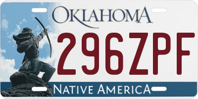 OK license plate 296ZPF