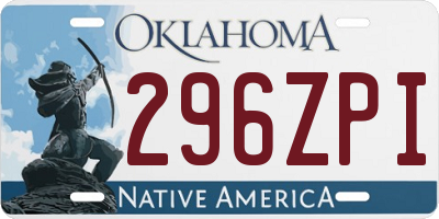 OK license plate 296ZPI