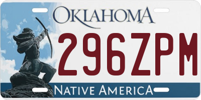 OK license plate 296ZPM