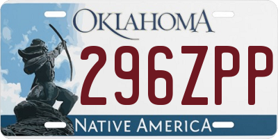 OK license plate 296ZPP