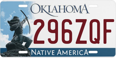 OK license plate 296ZQF