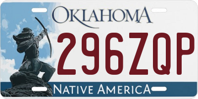 OK license plate 296ZQP