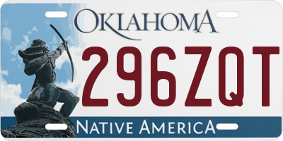 OK license plate 296ZQT