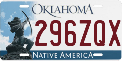 OK license plate 296ZQX