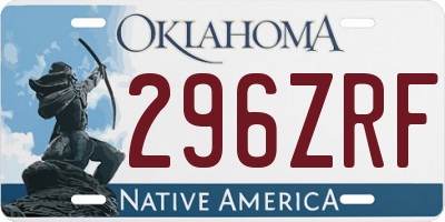 OK license plate 296ZRF