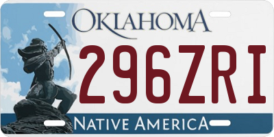 OK license plate 296ZRI