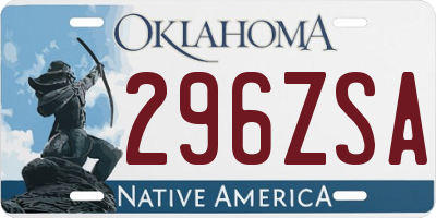 OK license plate 296ZSA