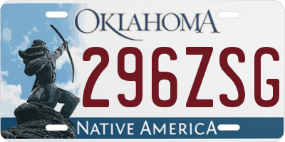 OK license plate 296ZSG