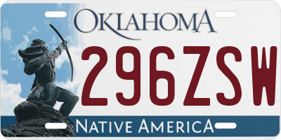 OK license plate 296ZSW