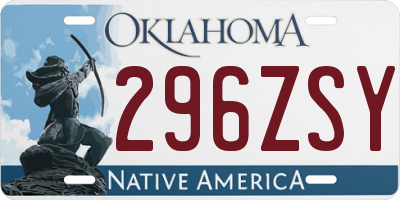 OK license plate 296ZSY