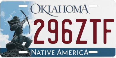 OK license plate 296ZTF