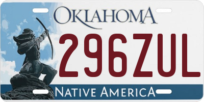 OK license plate 296ZUL