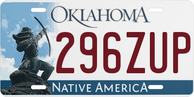OK license plate 296ZUP