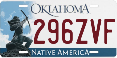 OK license plate 296ZVF