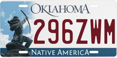 OK license plate 296ZWM