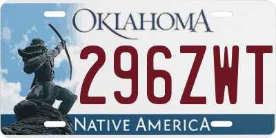 OK license plate 296ZWT