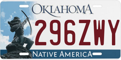 OK license plate 296ZWY