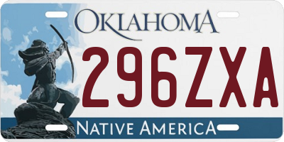 OK license plate 296ZXA