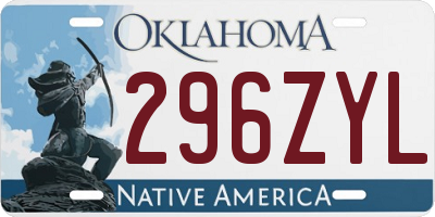 OK license plate 296ZYL