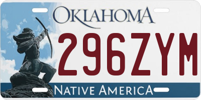 OK license plate 296ZYM